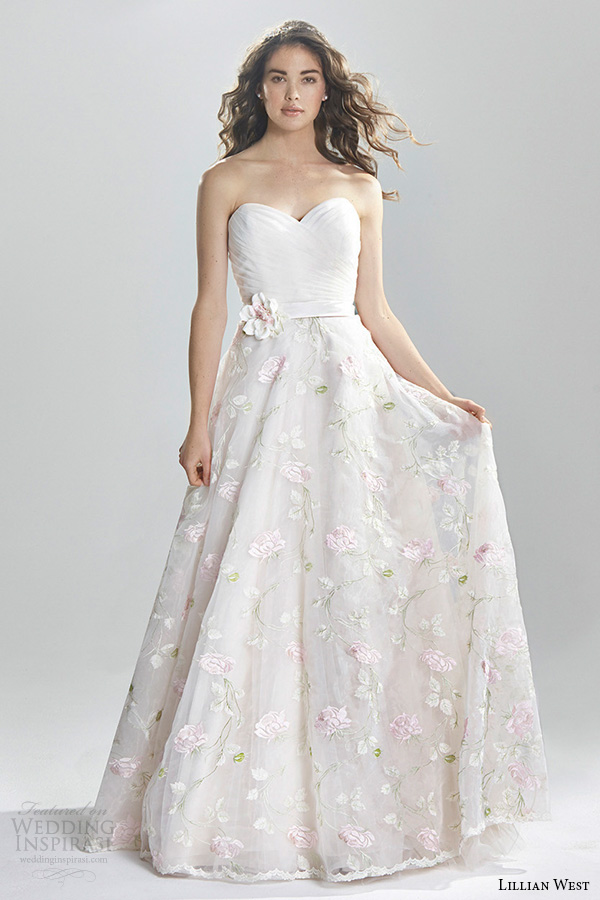 lillian west spring 2016 bridal strapless sweetheart neckline flora embroidery beautiful a line wedding dress style 6391 lillian west spring 2016 bridal strapless sweetheart neckline flora embroidery beautiful a line wedding dress style 6391