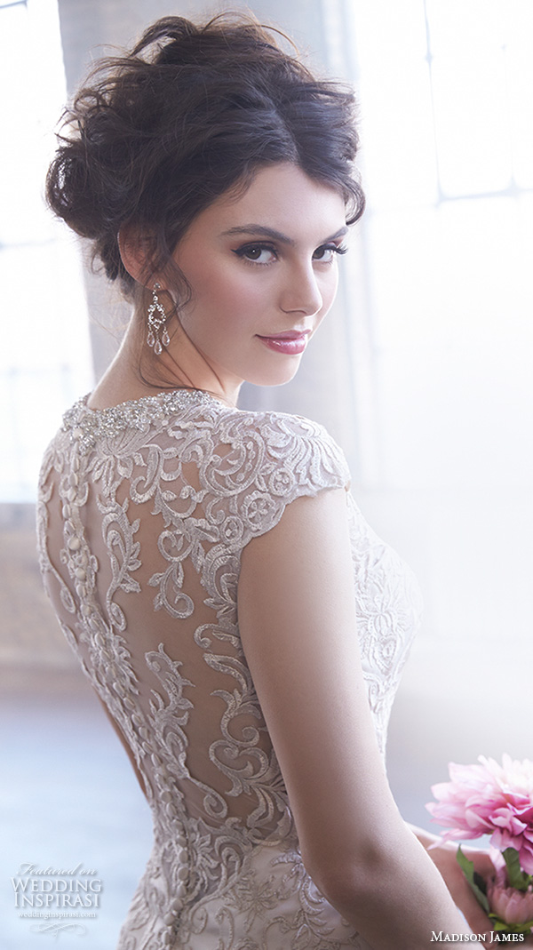 madison james fall 2015 bridal cap sleeve v neckline metallic lace embroidery beautiful trumpet mermaid wedding dress style mj150  