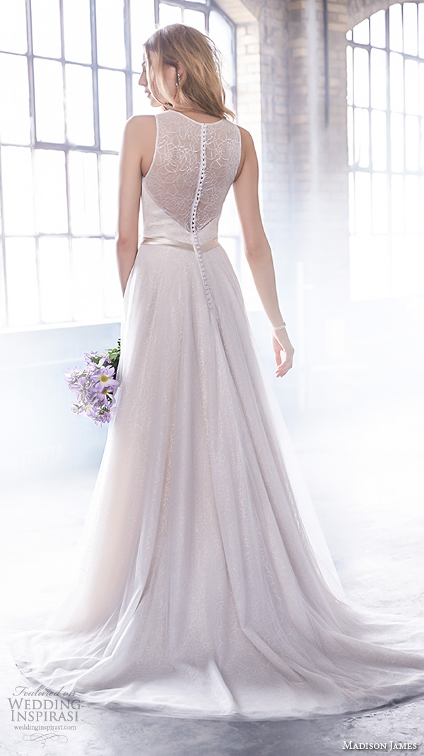 madison james fall 2015 bridal sleeveless halter neckline sweetheart cutout pretty modified a  line wedding dress style mj163 