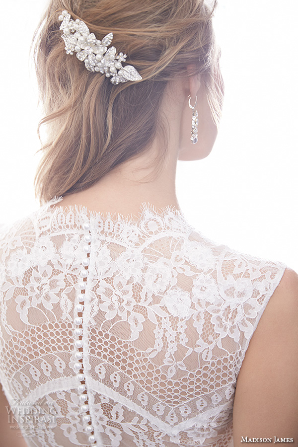madison james fall 2015 bridal sleeveless thick lace strap v neckline fit to flare beautiful mermaid wedding dress style mj158  