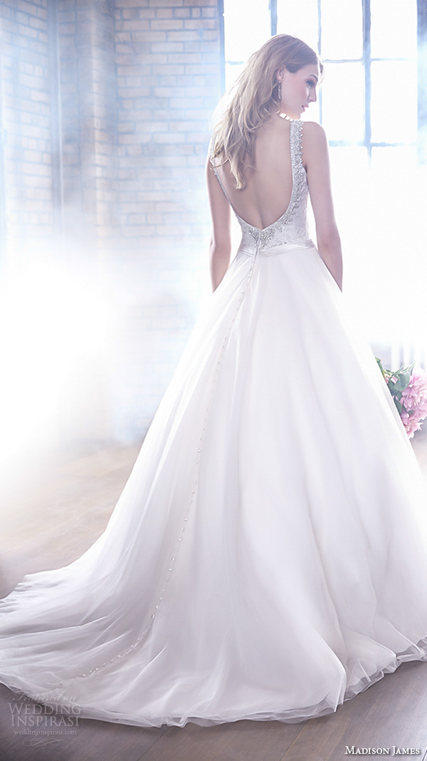 madison james fall 2015 bridal sleeveless v neckline lace embroidery gorgeous ball gown wedding dress style mj159 