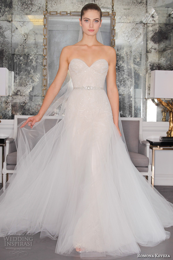 romona keveza fall 2016 luxe bridal strapless sweetheart neckline romantic pretty tulle a  line wedding dress rk6466