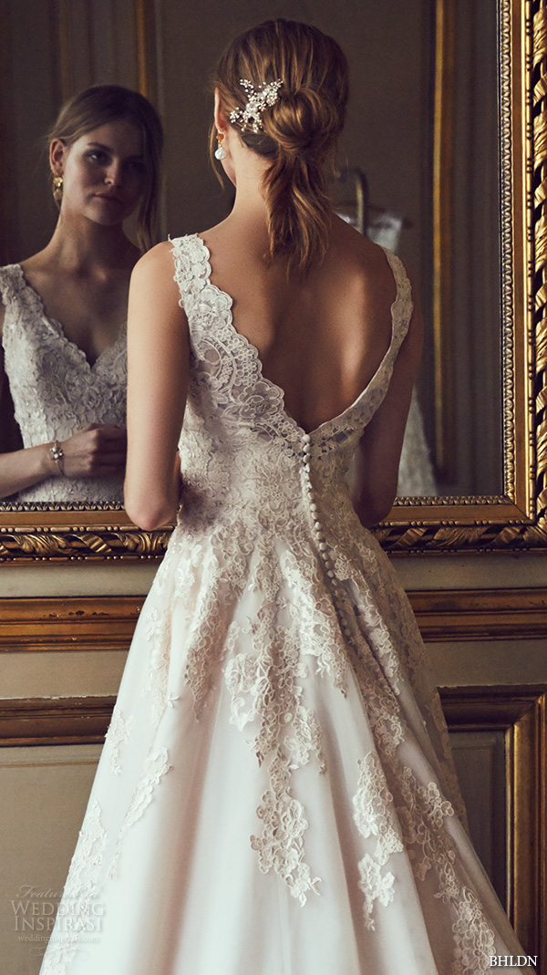 bhldn spring 2016 sleeveless v neck lace strap embellished bodice v back sweep train beautiful a line ball gown wedding dress (mckinley) bkv 