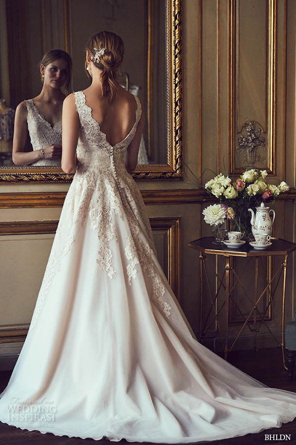 bhldn spring 2016 sleeveless v neck lace strap embellished bodice v back sweep train beautiful a line ball gown wedding dress (mckinley) bkv