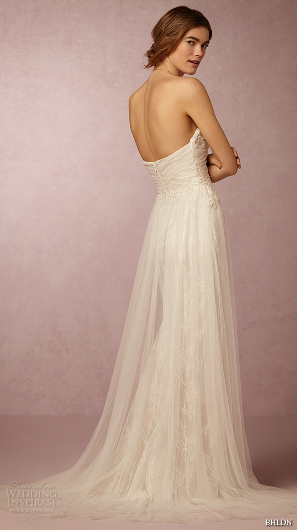 bhldn spring 2016 strapless sweetheart neckline embellished neckline waistline tulle romantic a line wedding dress open back sweep train marchesa (lilou) bkv