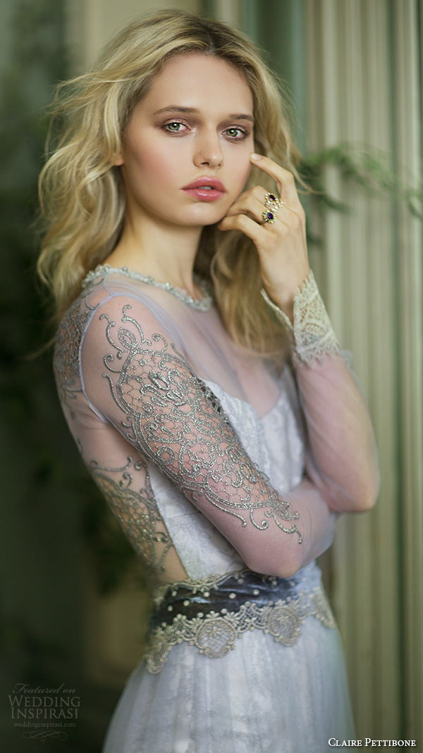 claire pettibone fall 2016 long sleeves illusion jewel neckline semi sweetheart neckline vintage sheath wedding dress keyhole back (morgan) zv claire pettibone fall 2016 long sleeves illusion jewel neckline semi sweetheart neckline vintage sheath wedding dress keyhole back (morgan) zv