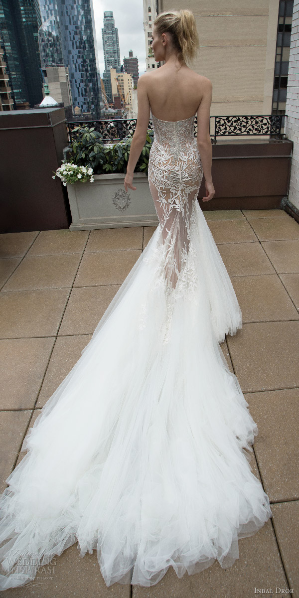inbal dror 2016 strapless sweetheart mermaid wedding dress heavily embellished bodice style 14 bkv train