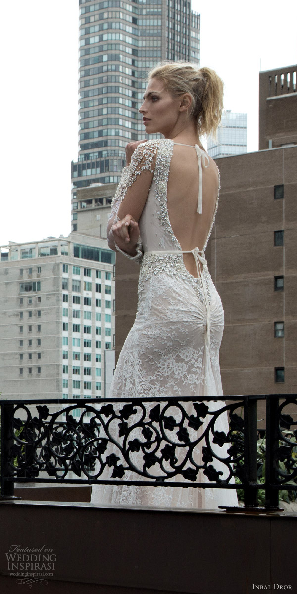 inbal dror 2016 v neck illusion long sleeve trumpet sheath wedding dress style 13 bkv low back