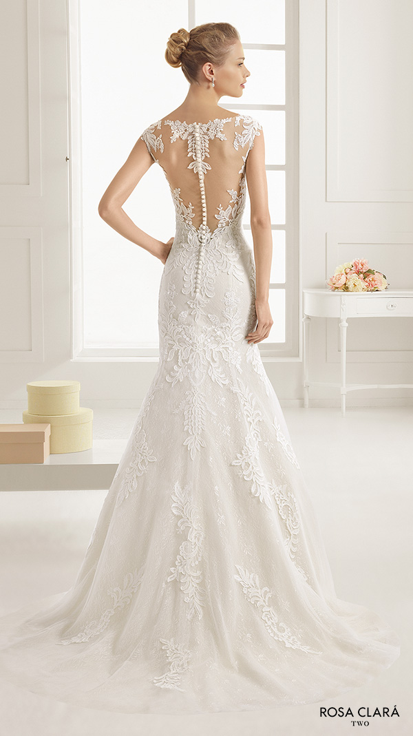 rosa clara two spring 2016 cap sleeves illusion boat sweetheart neckline embellished bodice elegant trumpet lace wedding dress lace back sweep train (eysa) bv