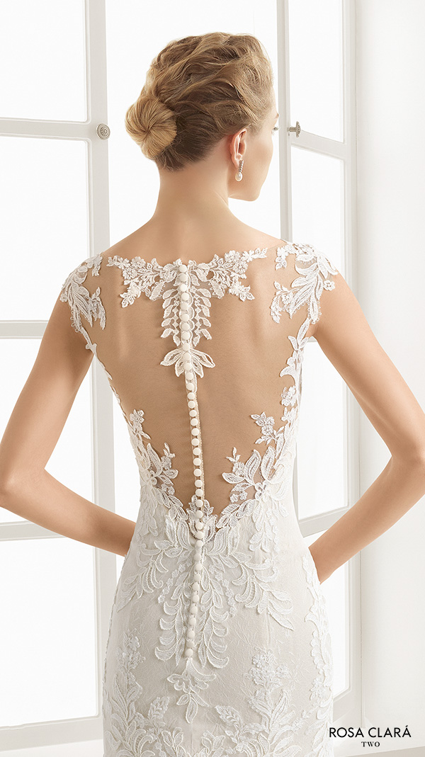 rosa clara two spring 2016 cap sleeves illusion boat sweetheart neckline embellished bodice elegant trumpet lace wedding dress lace back sweep train (eysa) zbv