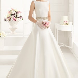 rosa clara two spring 2016 sleeveless bateau neckline embellished waistline simple classy a line wedding dress keyhole back v back chapel train (entenza) mv