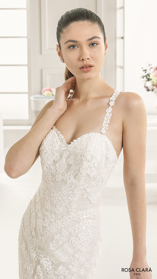 rosa clara two spring 2016 spagetti strap sweetheart neckline fully embellished elegant lace mermaid trumpet wedding dress strap back chapel train (estirpe) zv