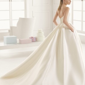 rosa clara two spring 2016 strapless semi sweetheart neckline embellished bodice pocketed princess silky ball gown wedding dress chapel train (emir) bv