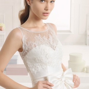 rosa clara two spring 2016 strapless sweetheart neckline ribbon belt pocketed silky princess ball gown wedding dress with lace top court train (enebro) zv