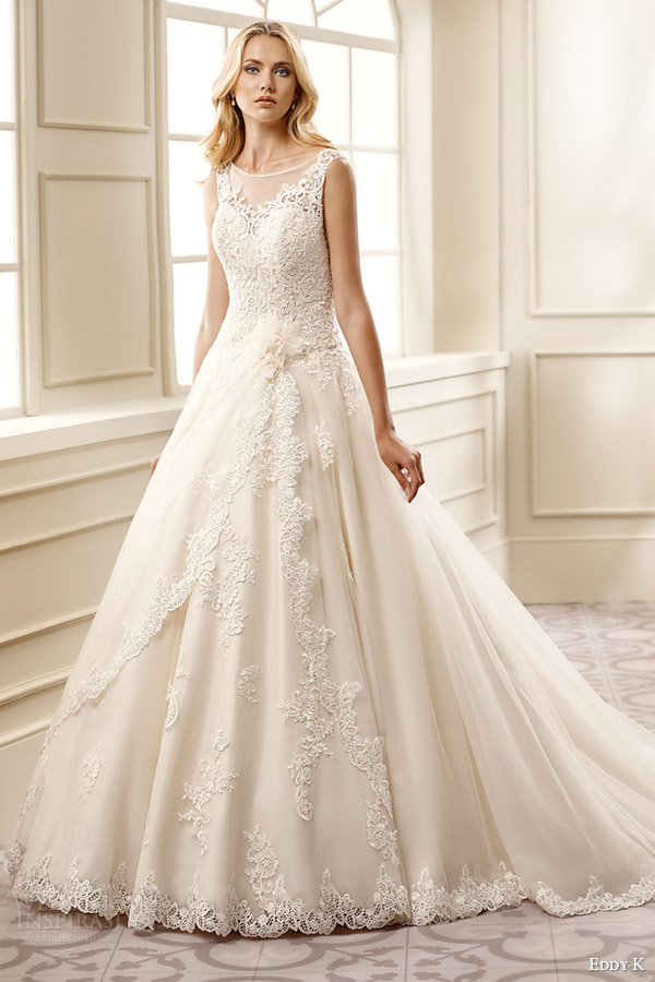 eddy k bridal 2016 sleeveless sweetheart illusion jewel ball gown wedding dress (ek1077) mv romantic