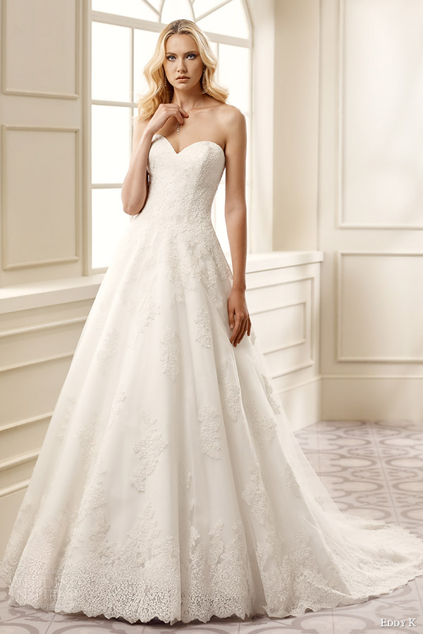 eddy k bridal 2016 strapless sweetheart a line wedding dress (ek1063) mv romantic classic