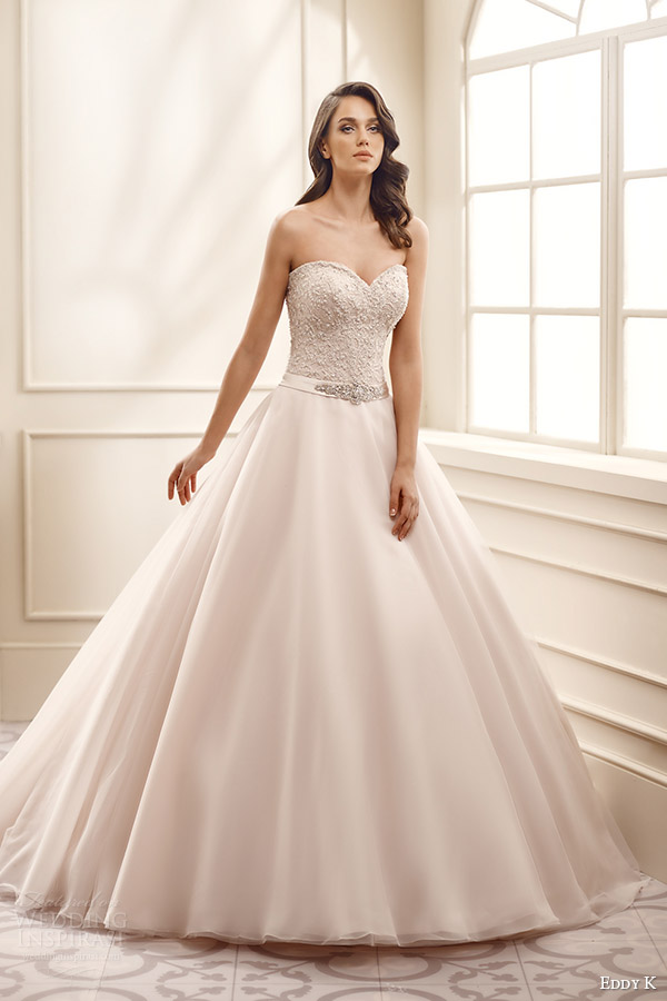 eddy k bridal 2016 strapless sweetheart lace bodice ball gown wedding dress (ek1068) mv champagne color romantic