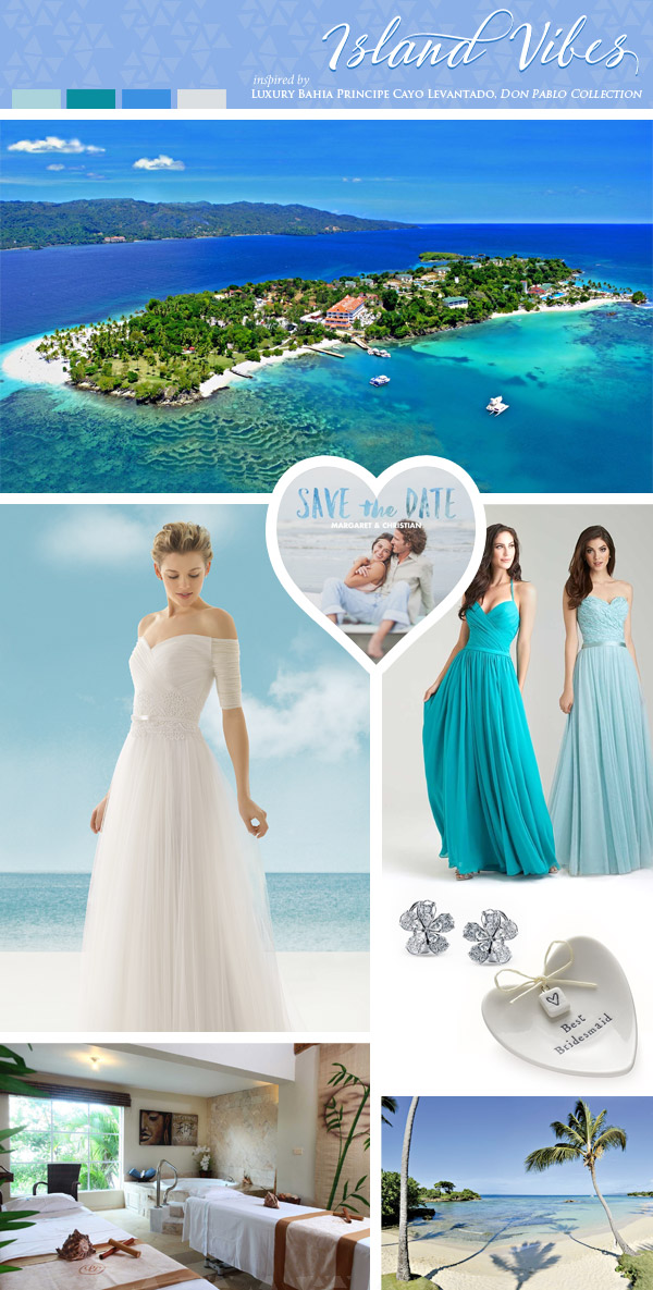 island destination wedding inspiration apple vacations bahia principe hotel cayo levantado dominican republic resort spa colors blue turqoise