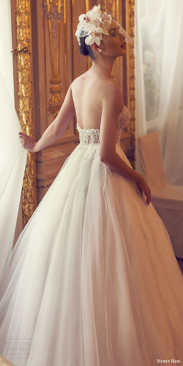 nurit hen 2016 bridal sleeveless sweetheart illusion bodice ball gown wedding dress (12) romantic bv