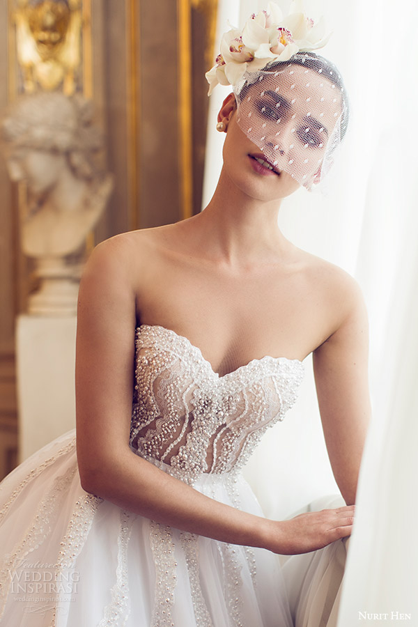 nurit hen 2016 bridal sleeveless sweetheart illusion bodice ball gown wedding dress (12) romantic mv