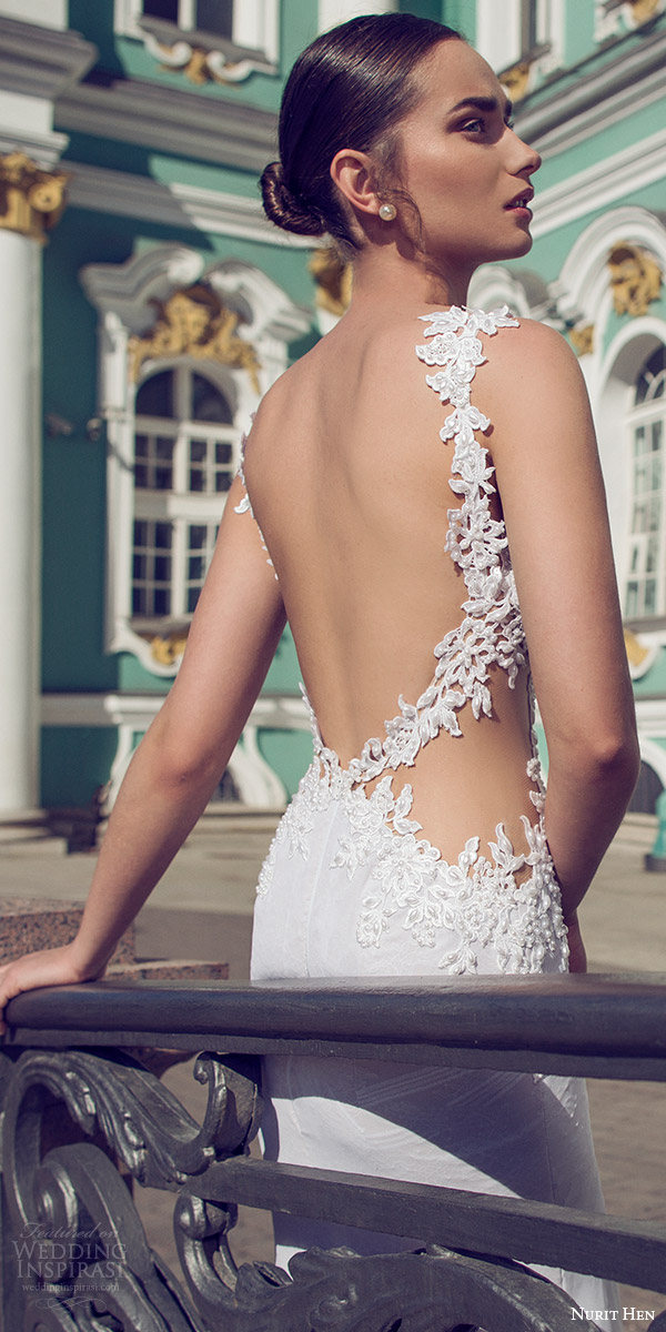 nurit hen 2016 bridal sleeveless sweetheart lace straps sheath wedding dress (02) sexy elegant zbv open back