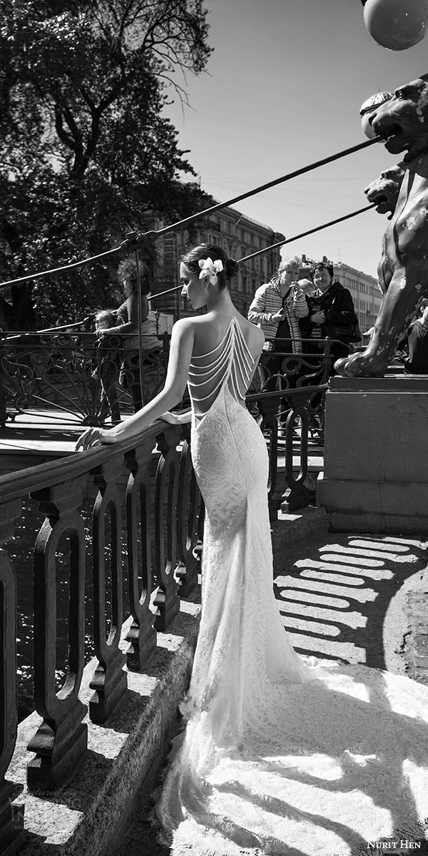 nurit hen 2016 bridal sleeveless sweetheart neckline illusion jewel lace sheath wedding dress sexy (01) bv