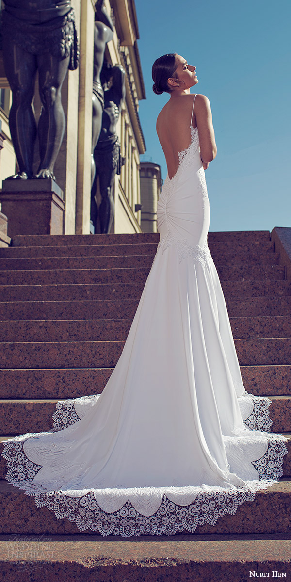 nurit hen 2016 bridal sleeveless thin straps semi sweetheart sheath wedding dress (18) mv open back