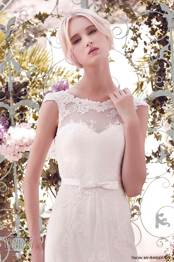 snow by annasul y 2016 bridal gowns sleeveless illusion bateau sweetheart neckline fully embellished elegant romantic beautiful lace sheath wedding dress sweep train (sa2743b) zv