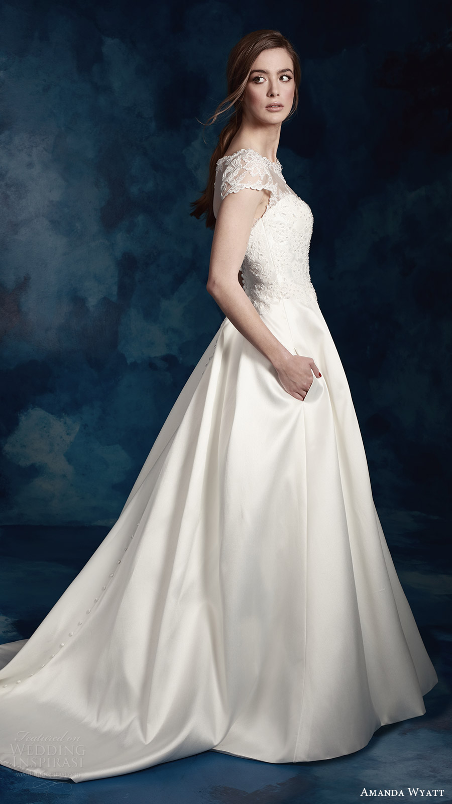 amanda wyatt bridal 2017 cap sleeves sweetheart illusion jewel a line wedding dress (wren) sv pockets train romantic