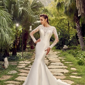 eddy k bridal 2017 long sleeves sweetheart mermaid wedding dress (maui) fv illusion back