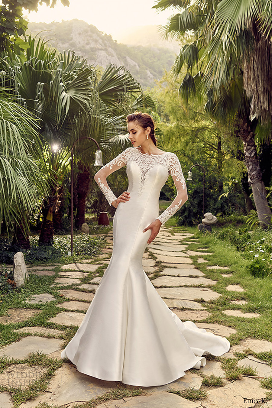 eddy k bridal 2017 long sleeves sweetheart mermaid wedding dress (maui) fv illusion back