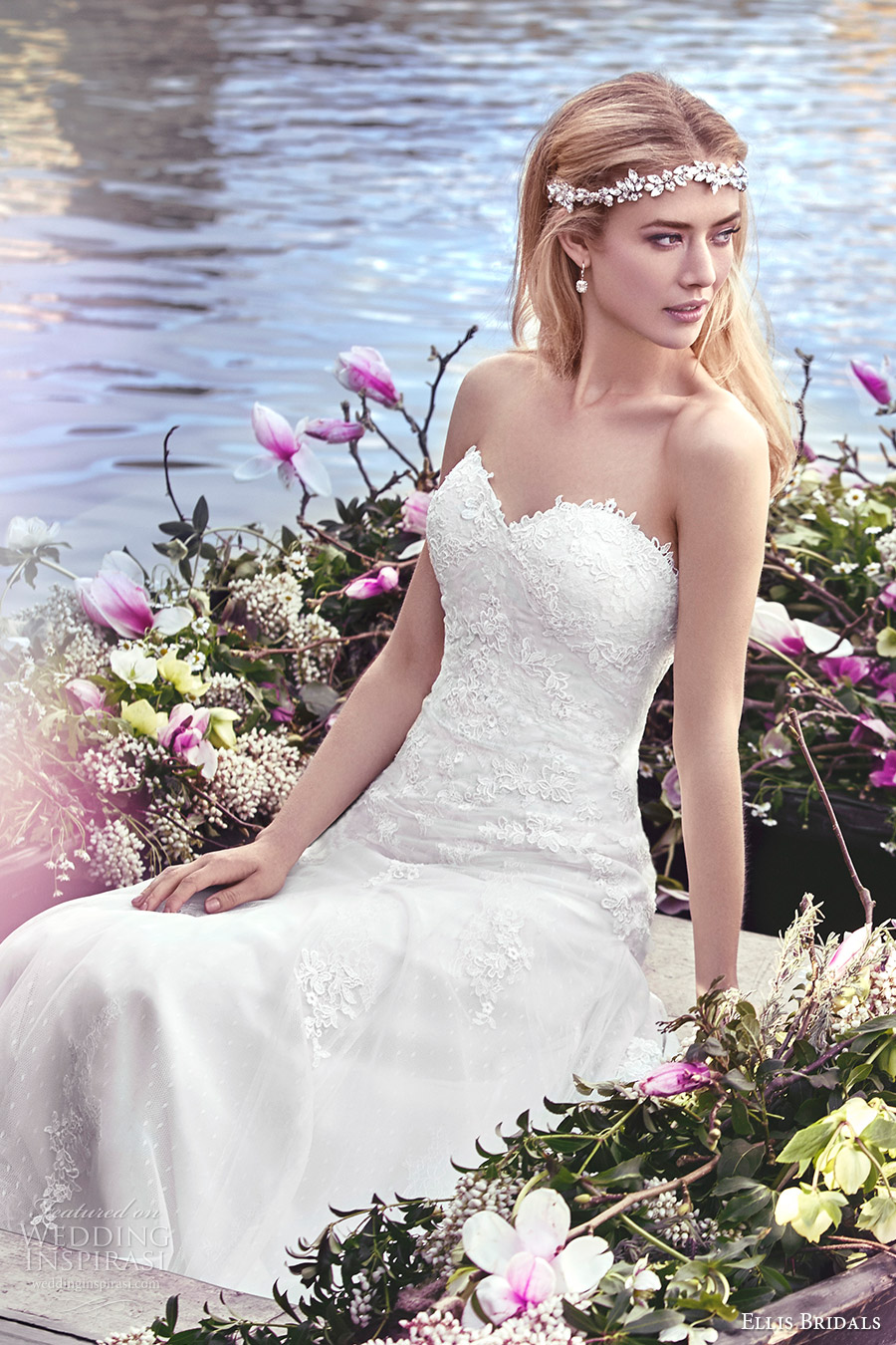 ellis bridals 2016 strapless sweetheart trumpet lace wedding dress (11442) mv romantic godet skirt