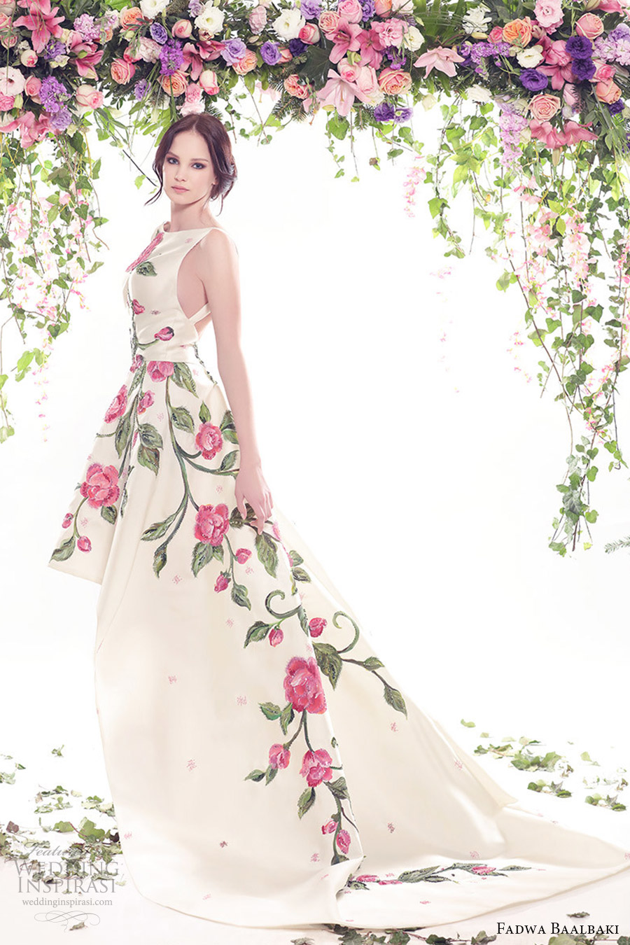 fadwa baalbaki spring 2016 couture jewel neck ball gown multi color floral print mv fadwa baalbaki spring 2016 couture jewel neck ball gown multi color floral print mv