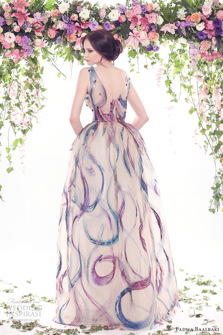 fadwa baalbaki spring 2016 couture sleeveless v neck multi color ball gown dress bv
