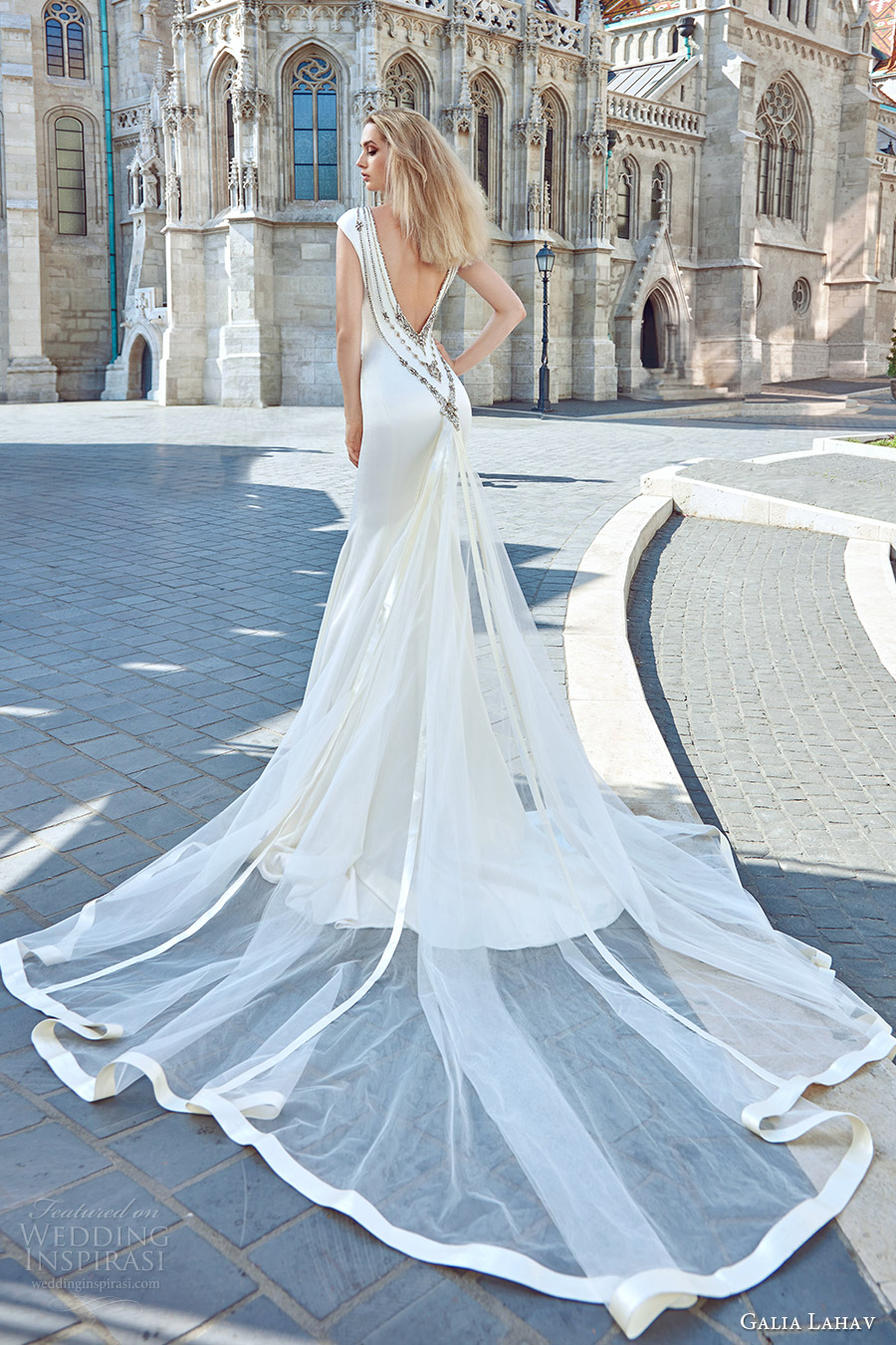 galia lahav fall 2016 bridal cap sleeve illusion boat neckline embellished neck cutout trumpet wedding dress (juliana) modern glam bv low back medium train