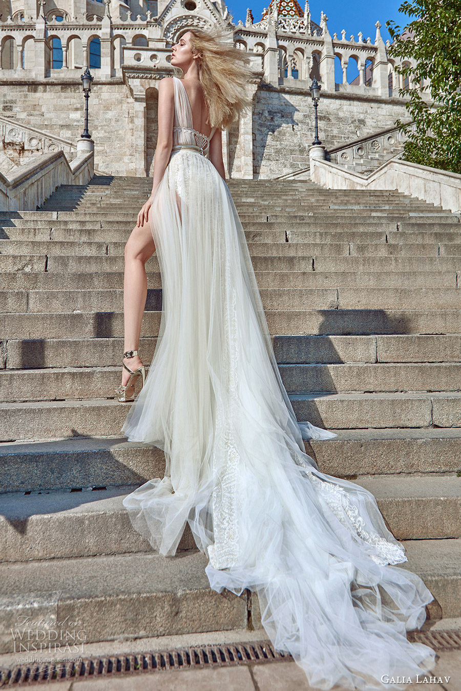 galia lahav fall 2016 bridal sleeveless illusion jewel neck draped straps illusion bodice a line overskirt wedding dress (flavia) grecian edgy bv