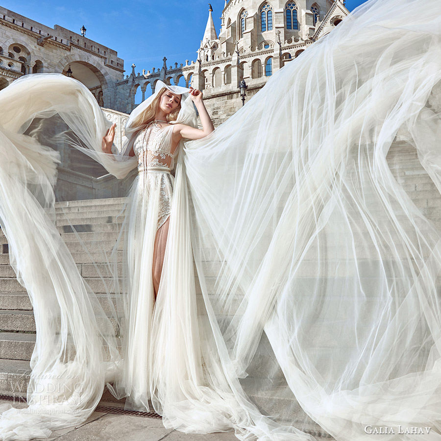 galia lahav fall 2016 bridal sleeveless illusion jewel neck draped straps illusion bodice a line overskirt wedding dress (flavia) grecian edgy fv elise cape