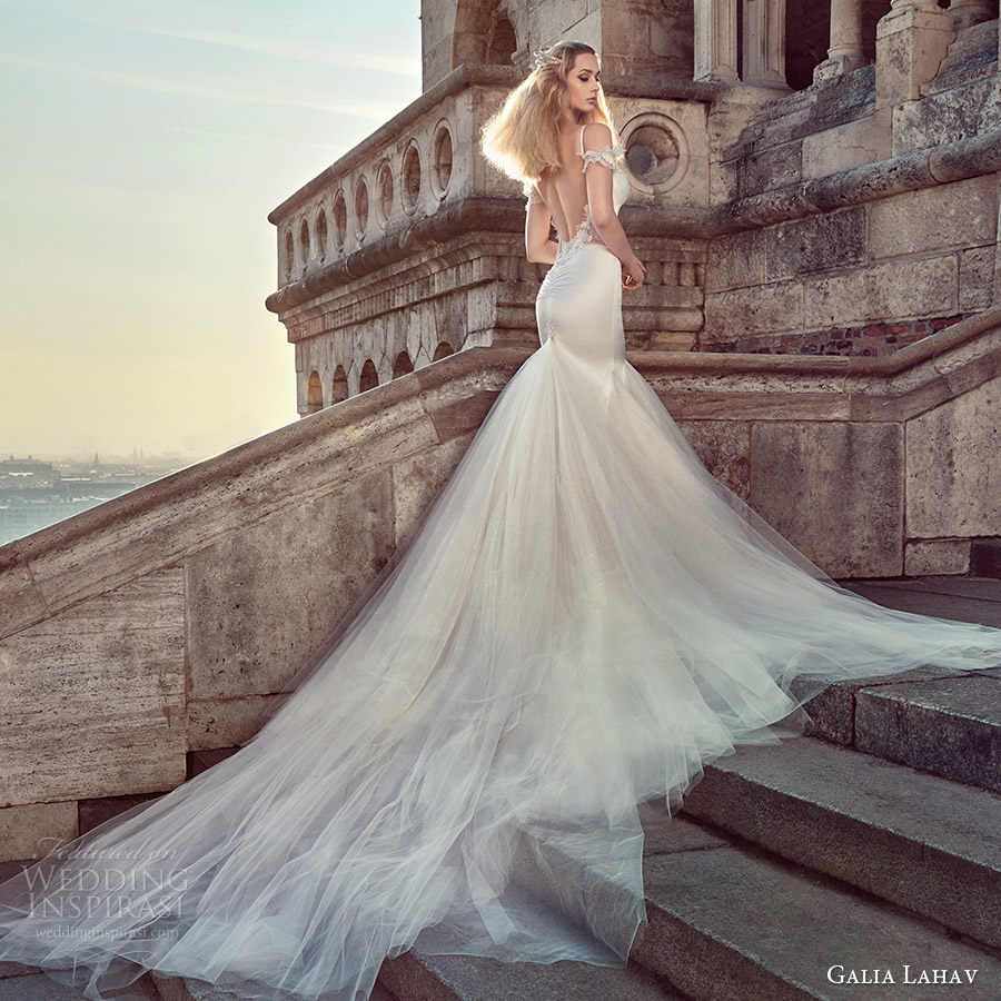 galia lahav fall 2016 bridal thin straps sweetheart mermaid wedding dress godet skirt (diana) bv open back glam sexy long train