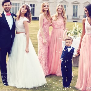 kelsey rose bridal 2016 mix match mismatched lace bridesmaid dresses blush pink rose wedding party crop top bride separates