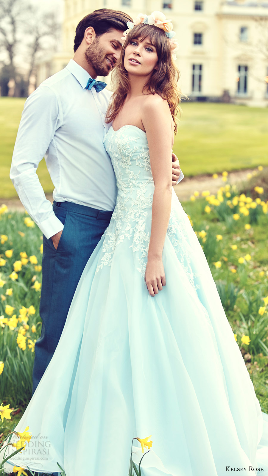 kelsey rose bridal 2016 strapless sweetheart a line ball gown wedding dress (80007) light blue color mv romantic elegant