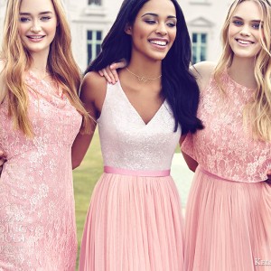 kelsey rose bridesmaids 2016 mix match mismatched lace bridesmaid dresses blush pink rose wedding party