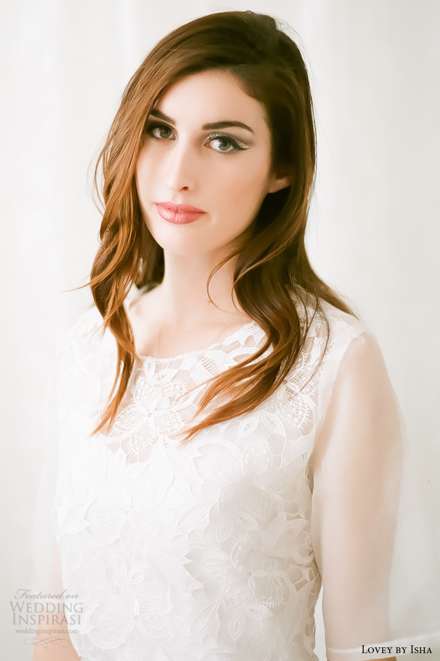lovey by isha bridal spring 2016 illusion half sleeves guipure lace top sleeceless vneck charmeuse a line wedding dress (03) zv lovey by isha bridal spring 2016 illusion half sleeves guipure lace top sleeceless vneck charmeuse a line wedding dress (03) zv