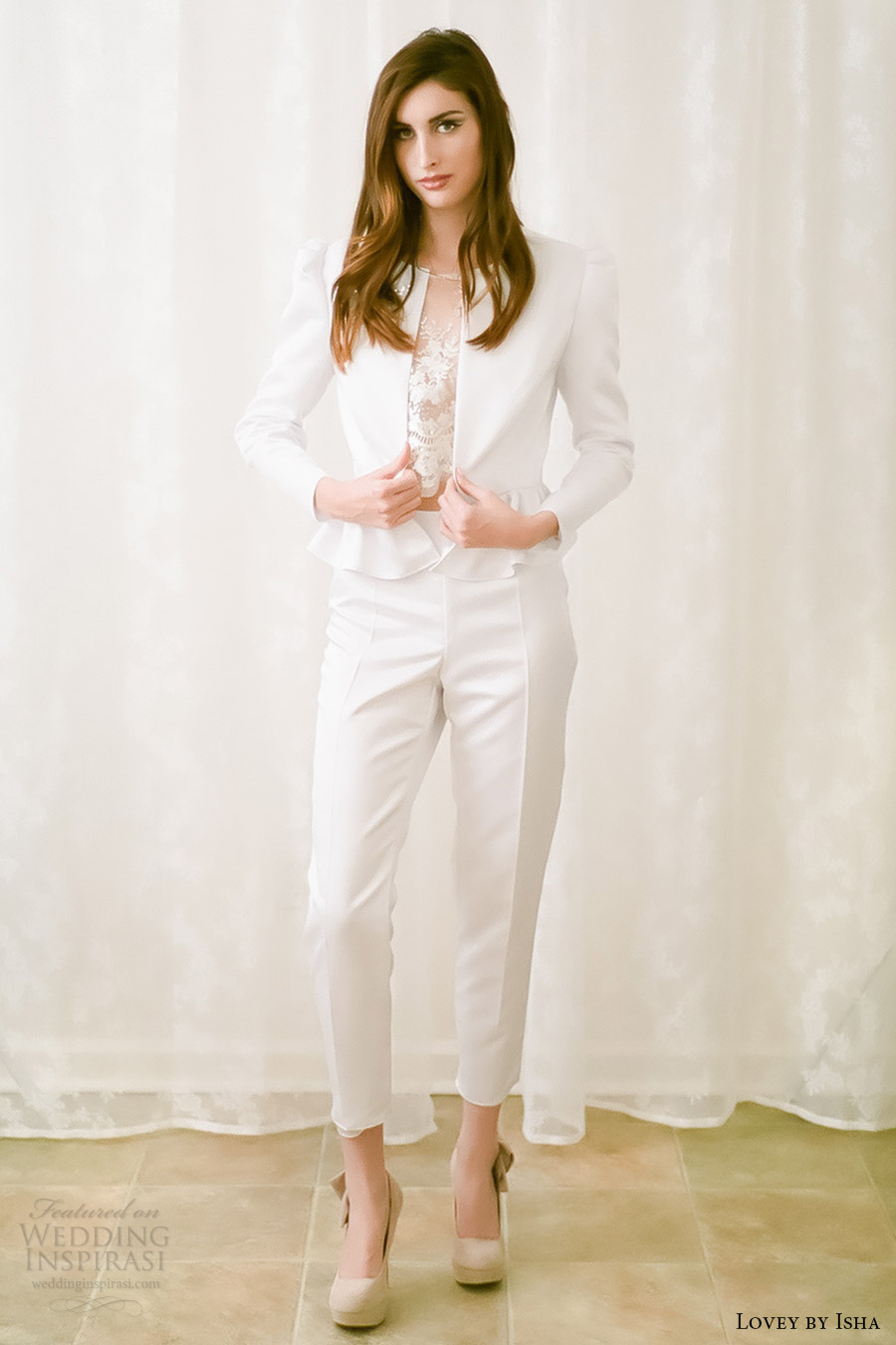 lovey by isha bridal spring 2016 long sleeve jewel pantsuit wedding dress (06) mv lovey by isha bridal spring 2016 long sleeve jewel pantsuit wedding dress (06) mv
