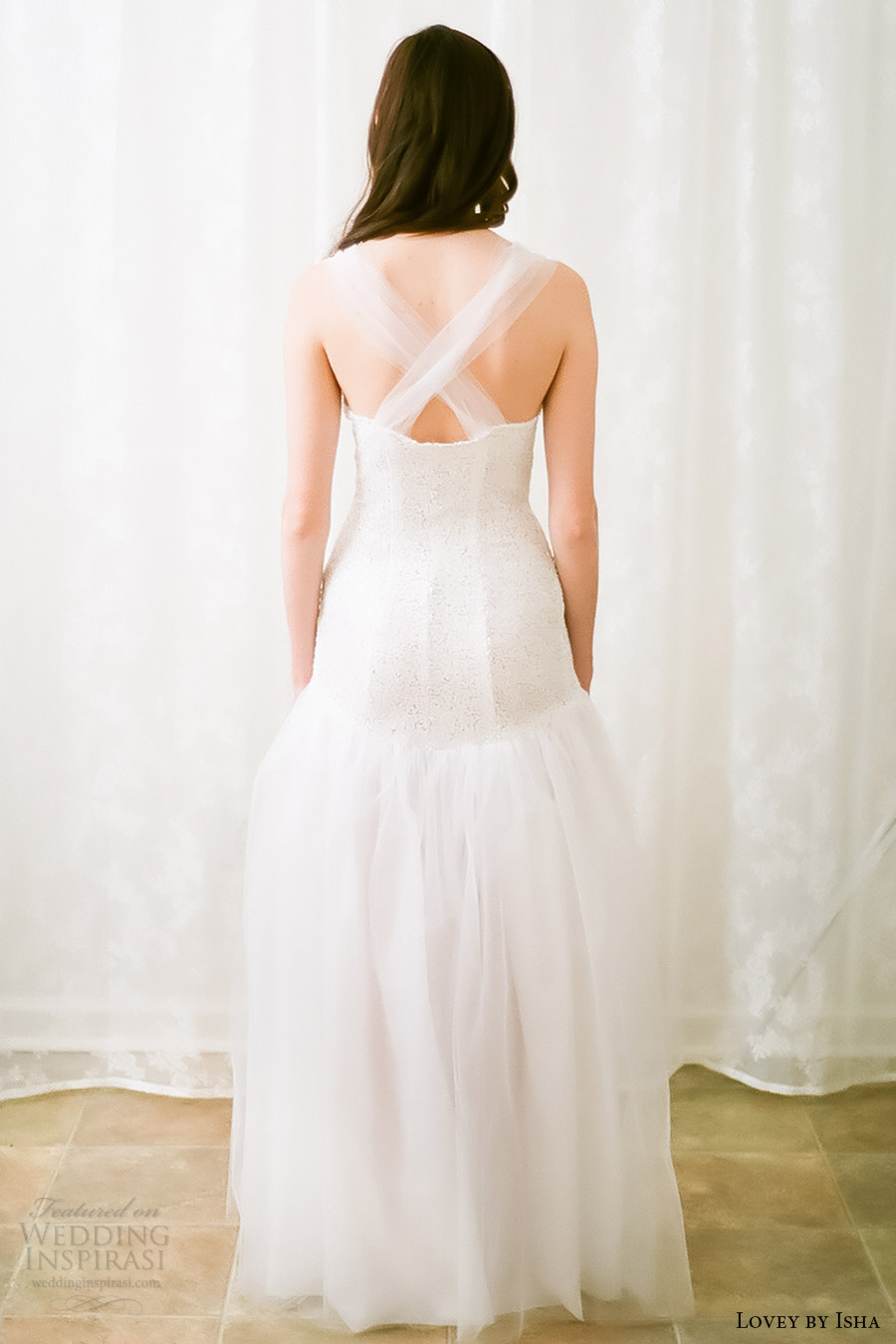 lovey by isha bridal spring 2016 sleeveless vneck drop waist mermaid wedding dress (08) mv romantic criss cross back strap lovey by isha bridal spring 2016 sleeveless vneck drop waist mermaid wedding dress (08) mv romantic criss cross back strap