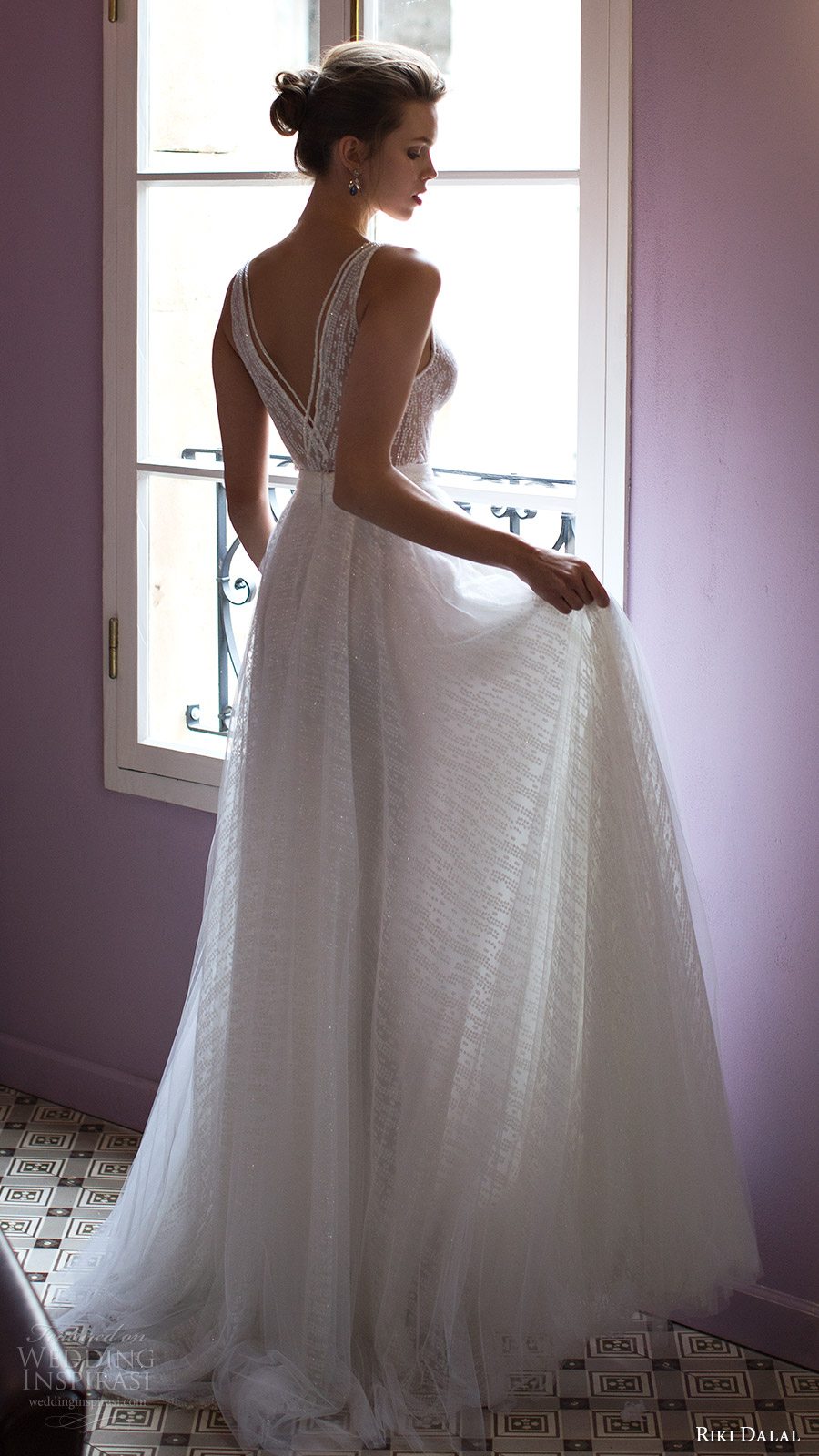 riki dalal bridal 2016 sleeveless v neck strap beaded bodice a line wedding dress (1809) bv romantic vback riki dalal bridal 2016 sleeveless v neck strap beaded bodice a line wedding dress (1809) bv romantic vback
