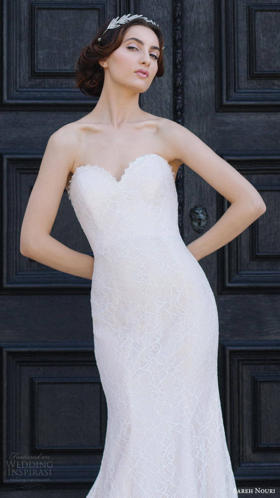 sareh nouri bridal fall 2016 strapless sweetheart trumpet sheath wedding dress (ava) zv train romantic elegant