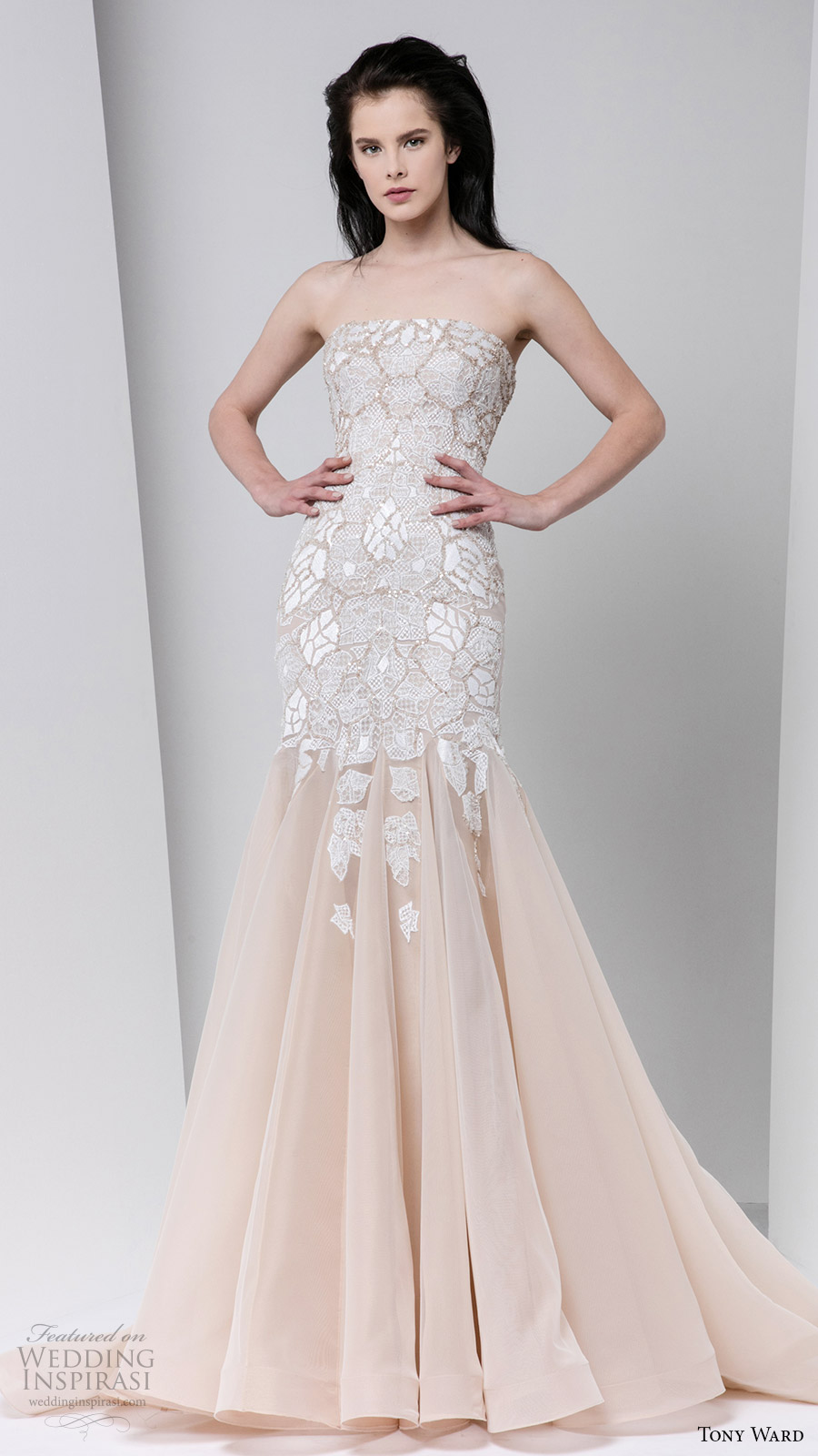 tony ward fall winter 2016 2017 rtw strapless a line off white evening dress wedding inspiration