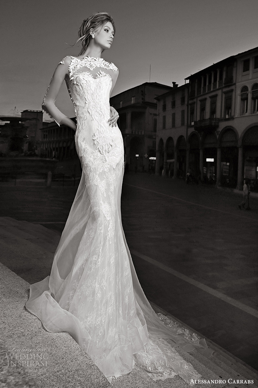 alessandro carrabs couture bridal 2016 illusion long sleeves sweetheart illusion bateau neck sheath mermaid lace wedding dress (002) fv overskirt crin train alessandro carrabs couture bridal 2016 illusion long sleeves sweetheart illusion bateau neck sheath mermaid lace wedding dress (002) fv overskirt crin train