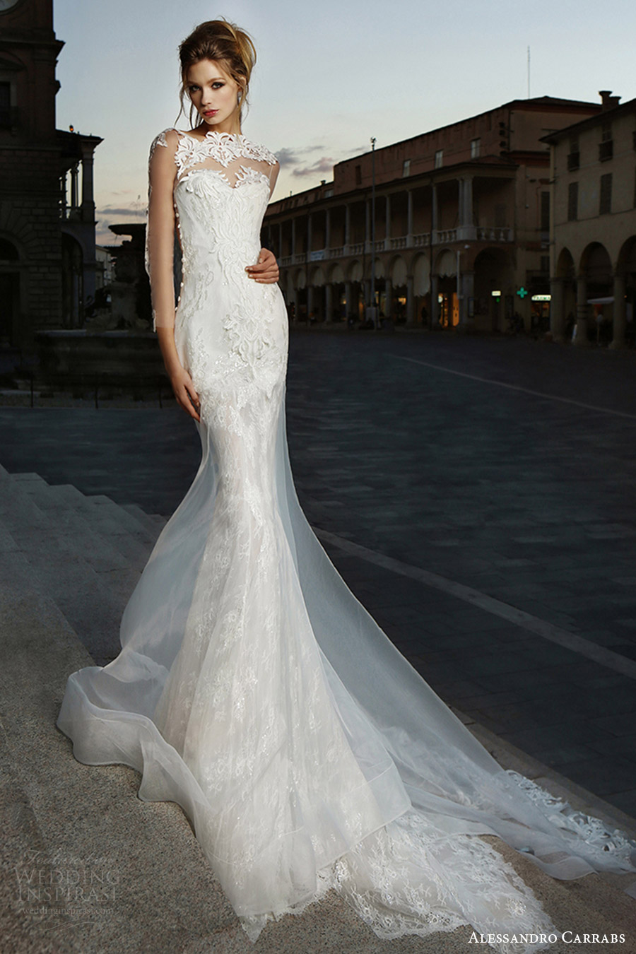 alessandro carrabs couture bridal 2016 illusion long sleeves sweetheart illusion bateau neck sheath mermaid lace wedding dress (002) mv overskirt crin train alessandro carrabs couture bridal 2016 illusion long sleeves sweetheart illusion bateau neck sheath mermaid lace wedding dress (002) mv overskirt crin train