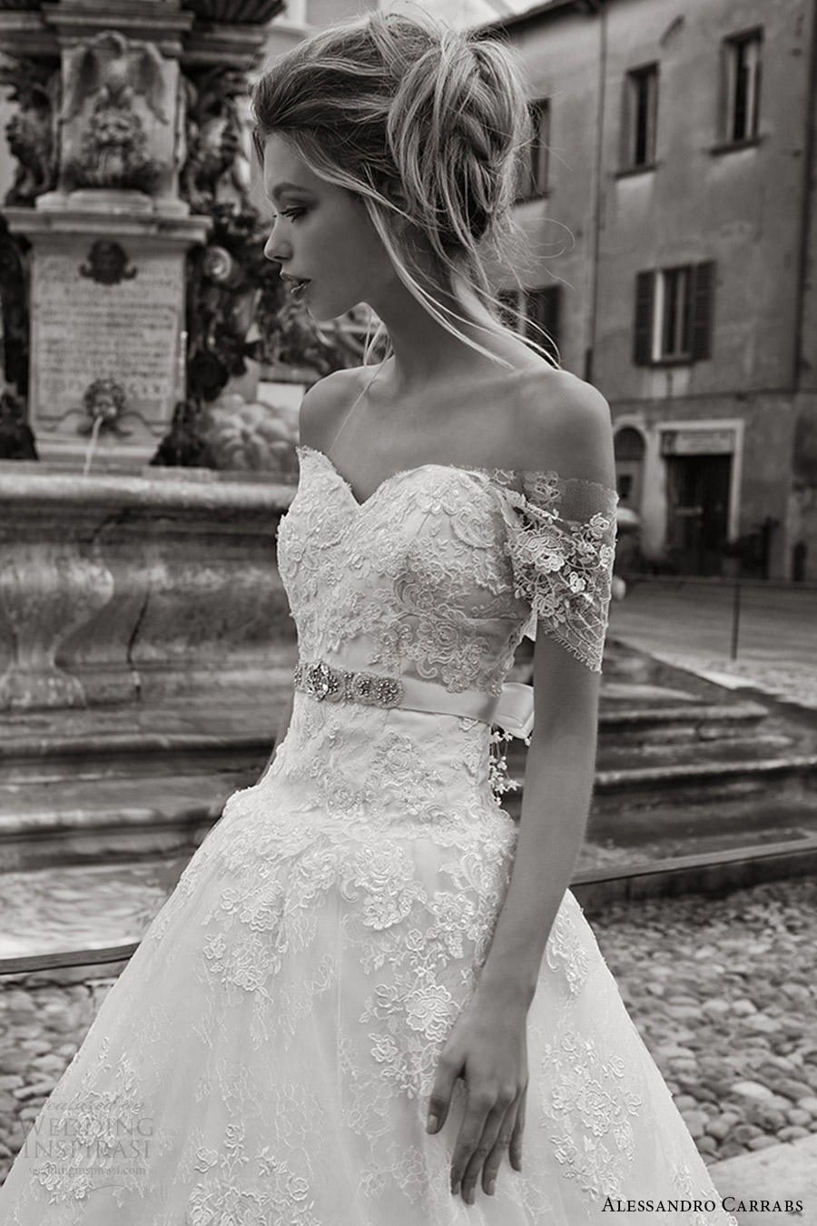 alessandro carrabs couture bridal 2016 off shoulder straight across lace drop waist ball gown wedding dress (004) zv alessandro carrabs couture bridal 2016 off shoulder straight across lace drop waist ball gown wedding dress (004) zv